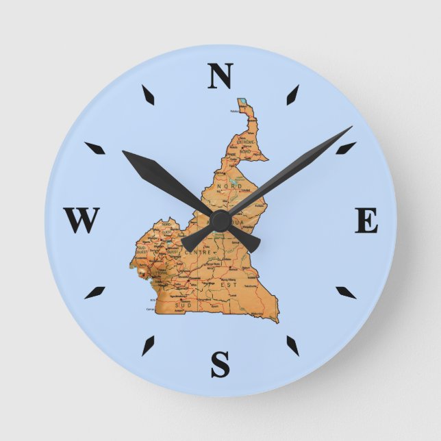Kamerun Map Clock Runde Wanduhr (Vorderseite)