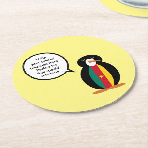 Kamerun sprechende Ms Penguin Personalisiert Runder Pappuntersetzer