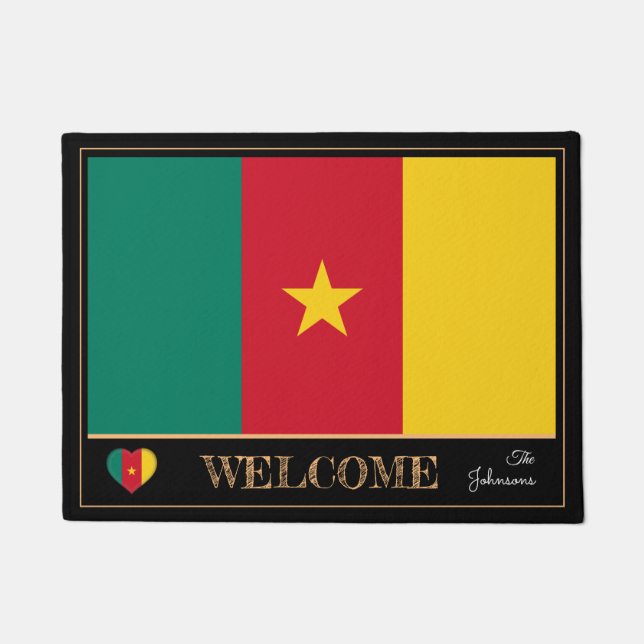 Kamerun und Kamerun Flaggenhaus / Sport Willkommen Fußmatte (Vorderseite)