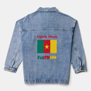 Kamerun und Kamerunische Flagge - Rote Personalisi Jeansjacke