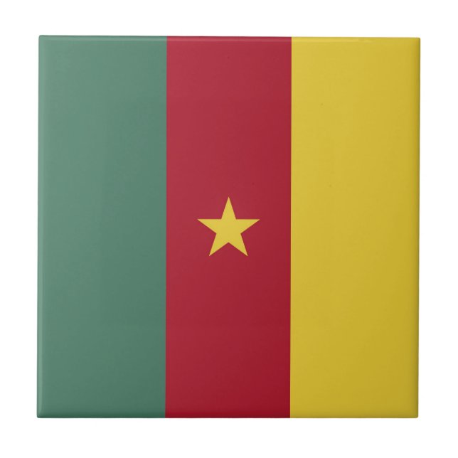 Kamerunaflagge Fliese (Vorderseite)