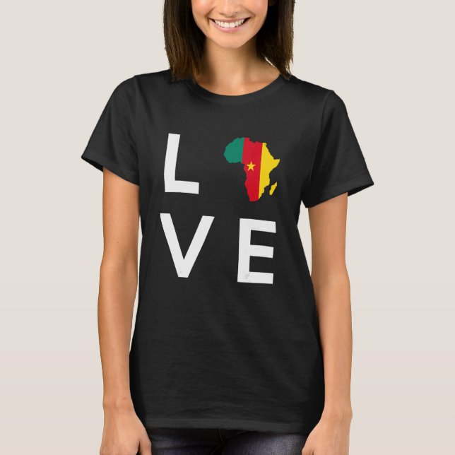 Kameruner Flaggenstaat Liebe Afrika Kontinentale S T-Shirt (Vorderseite)