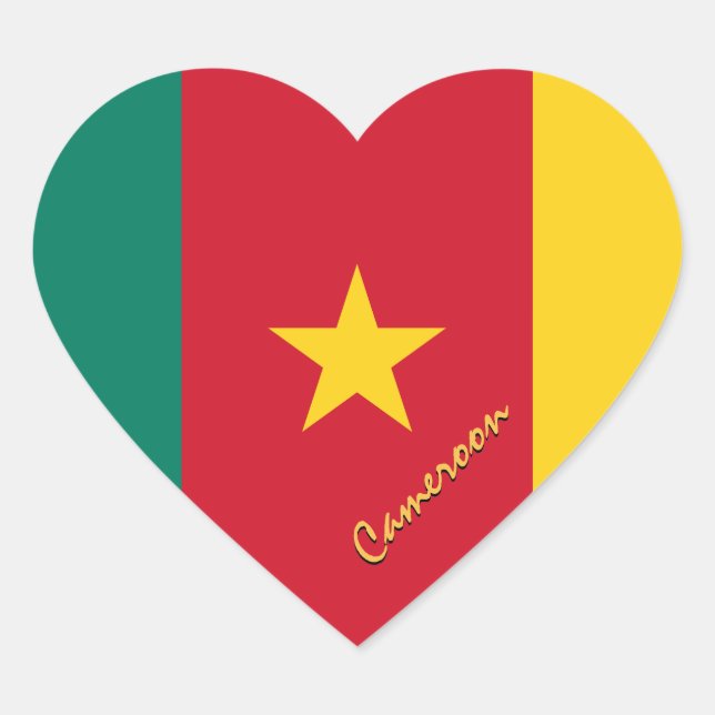 Kameruner Heart Sticker, Patriotische Kamerunaflag Herz-Aufkleber (Vorderseite)