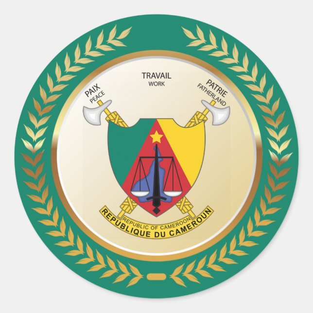 Kameruner Wappen Runder Aufkleber (Vorderseite)