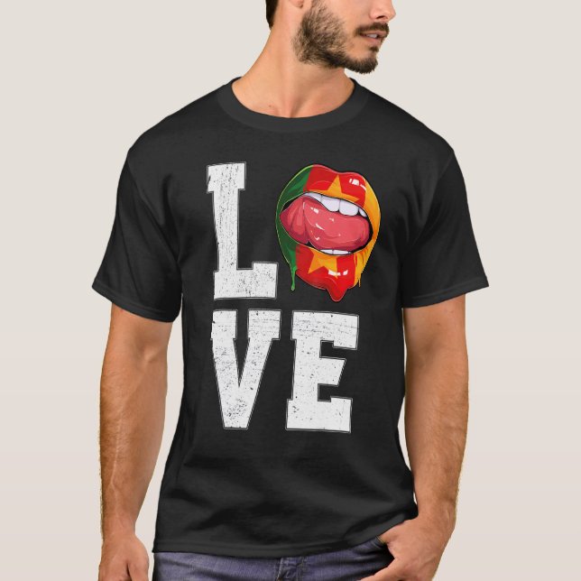 Kamerunische Fahne Fan Liebe Kamerun T-Shirt (Vorderseite)