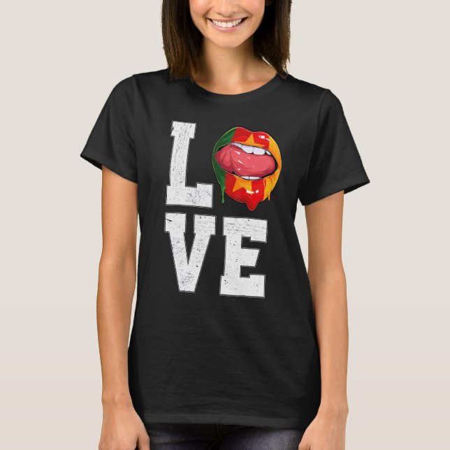 Kamerunische Fahne Fan Liebe Kamerun T-Shirt (Vorderseite)