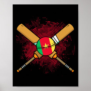Kamerunischer Cricket-Schläger und Ll-Flagge von K Poster