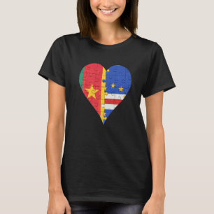 Kamerunisches kap-verdisches Flaggenherz T-Shirt