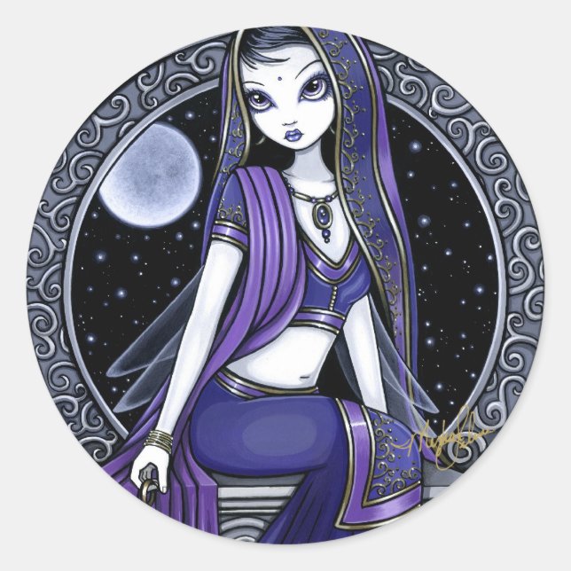 "Kami" Lila Moon Sari Fairy Stickers (Vorderseite)