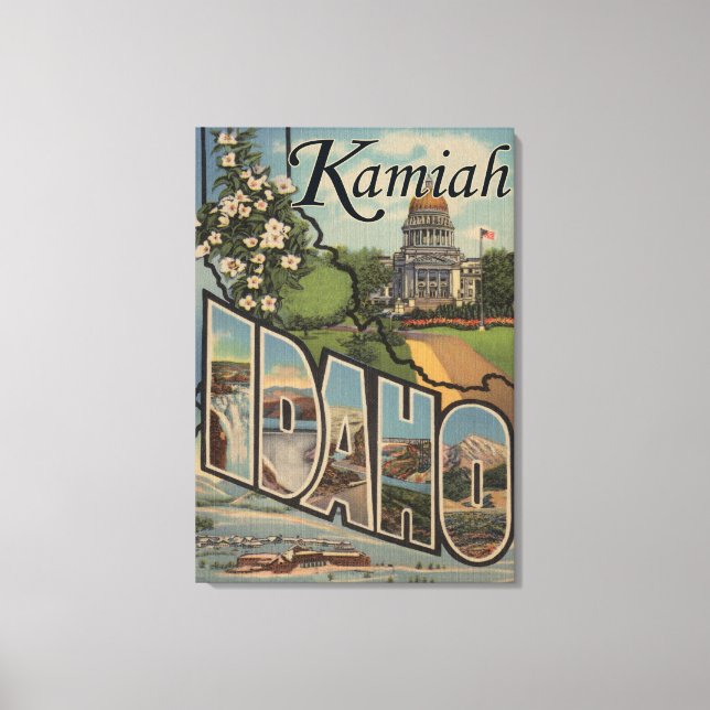 Kamiah, IdahoGroße Letter-SzenenKamiah, ID Leinwanddruck (Vorderseite)