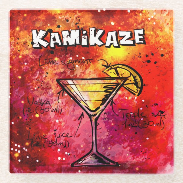 Kamikaze-Barkeeper-Getränk-Rezept Glasuntersetzer (Vorderseite)