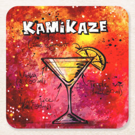 Kamikaze-Barkeeper-Getränk-Rezept Rechteckiger Pappuntersetzer