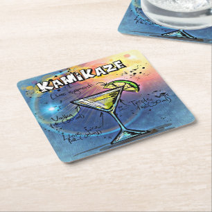 Kamikaze-Cocktail (#3 von 12 Sets mit Rezept) Rechteckiger Pappuntersetzer