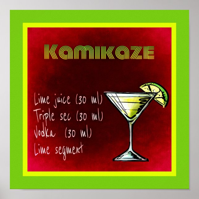 Kamikaze Drink Cocktail Rezept Poster (Vorne)
