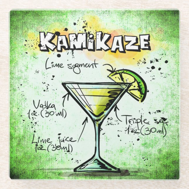 Kamikaze Drink Rezept Glasuntersetzer (Vorderseite)