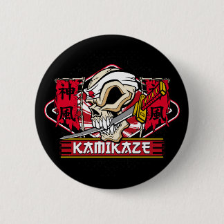 Kamikaze-Schädel mit japanischer Klinge Button