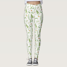 Kamille Blume Botanisches rustikales Muster Leggings