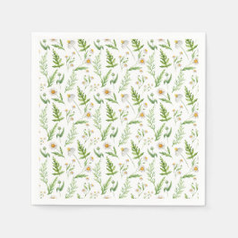 Kamille Blume Botanisches rustikales Muster Serviette