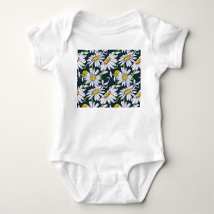Kamille Blume: Dunkelblaue Wasserfarbe. Baby Strampler