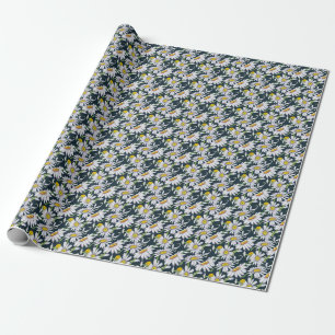 Kamille Blume: Dunkelblaue Wasserfarbe. Geschenkpapier
