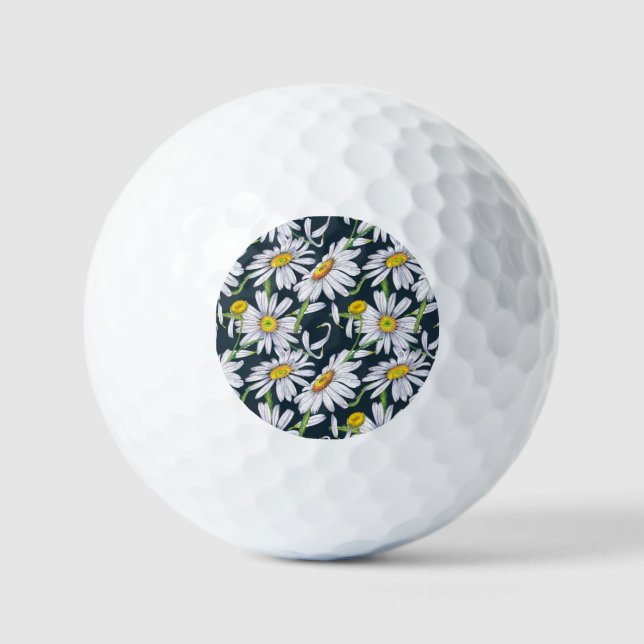 Kamille Blume: Dunkelblaue Wasserfarbe. Golfball (Vorderseite)