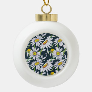 Kamille Blume: Dunkelblaue Wasserfarbe. Keramik Kugel-Ornament