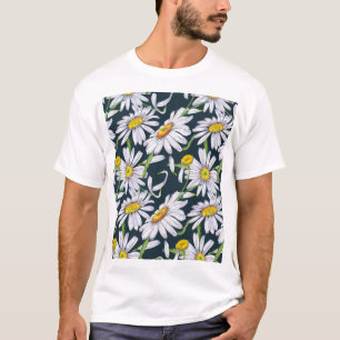 Kamille Blume: Dunkelblaue Wasserfarbe. T-Shirt