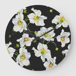 Kamille Blume: Illustrationsmuster für Wasserfarbe Große Wanduhr