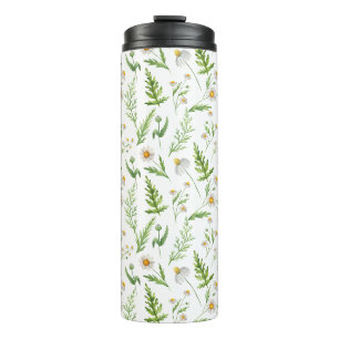 Kamille-Blumen-Botanisches-rustikales Muster Thermosbecher