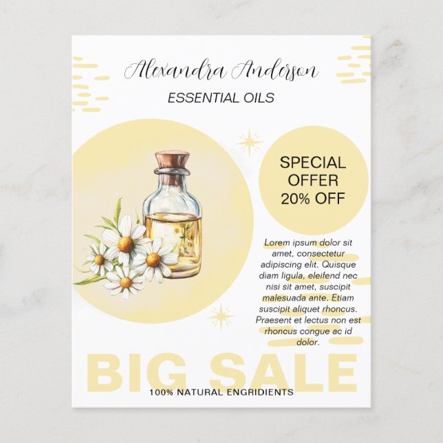 Kamille Essenzielle Öle Wasserfarben Botanisch Flyer (Vorne)