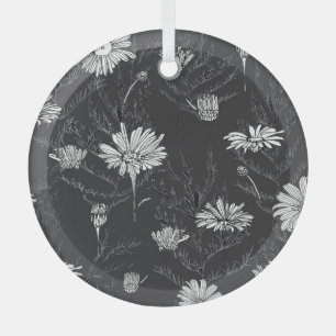 Kamille schwarzer Pen: Blumenmuster. Ornament Aus Glas