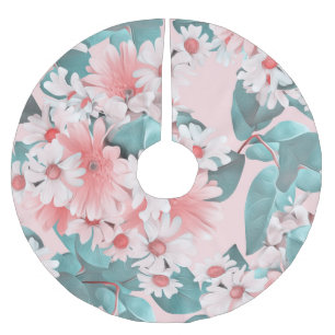 Kamille-Wasserfarbe: Nahtloses florales Design Polyester Weihnachtsbaumdecke