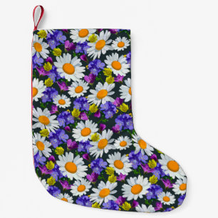 Kamille, wilde Blume: nahtlose Muster. Kleiner Weihnachtsstrumpf