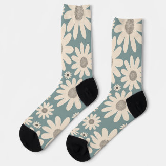 Kamillenmuster auf sanften grünen Blume Socken