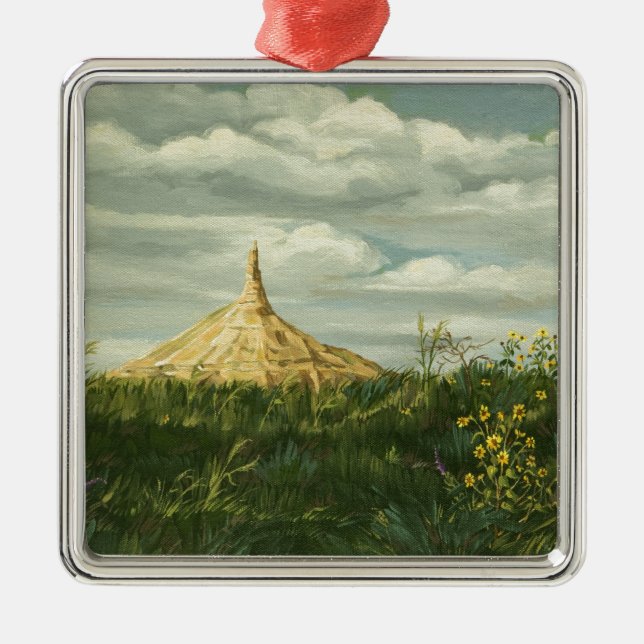 Kamin-Felsen-Landschaft 1170 Silbernes Ornament (Vorne)