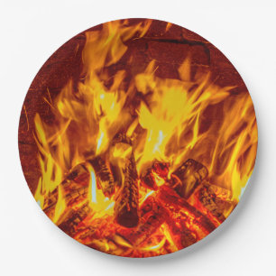 Kamin flammt WegwerfpapierTeller Pappteller