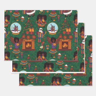 Kamin und Kente-Stoff Geschenkpapier Set