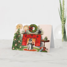 Kamin und Scnauzer Weihnachtskarte