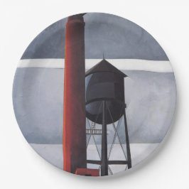 Kamin- und Wasserturm (von Charles Demuth) Pappteller