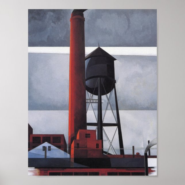 Kamin- und Wasserturm (von Charles Demuth) Poster (Vorne)