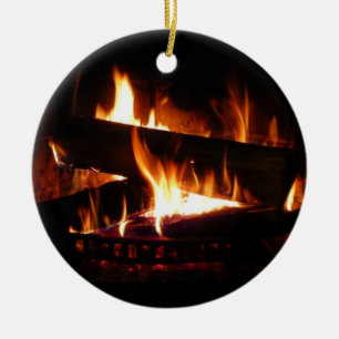 Kamin-Warme-Winterszene-Fotografie Keramik Ornament