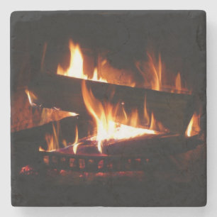 Kamin-Warme-Winterszene-Fotografie Steinuntersetzer
