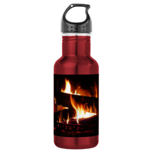 Kamin-Warme-Winterszene-Fotografie Trinkflasche