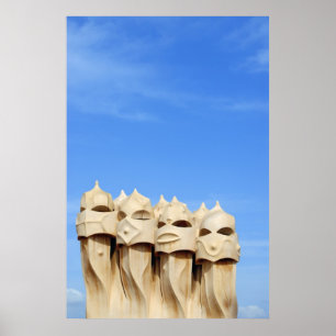 Kamine auf dem Dach von Casa Mila (La Pedrera) Poster