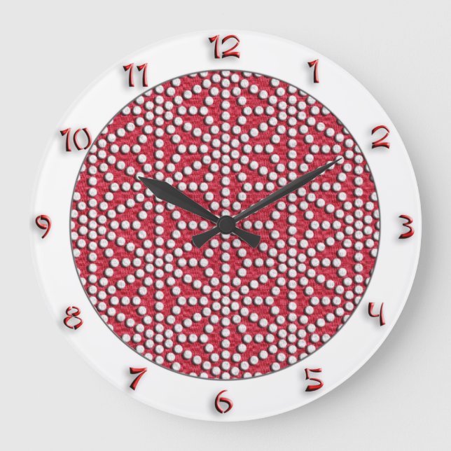 Kamishimo japanese, rot gepunktetes Kamishimo-Must Große Wanduhr (Vorderseite)