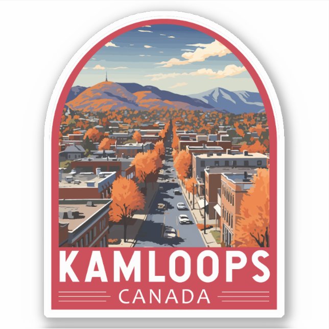 Kamloops Canada Travel Art Vintag Aufkleber (Vorderseite)