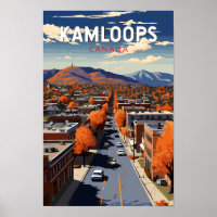 Kamloops Canada Travel Art Vintag