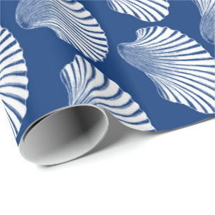 Kamm-Muschel-Muschel-Block-Druck, Marine-Blau und Geschenkpapier