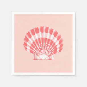 Kamm-Muschel-Muschel - korallenrotes rosa und Wei Serviette