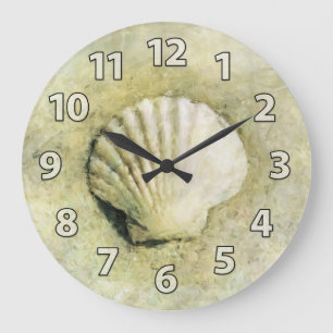 Kamm-Muschel-SeeMuschel-Kunst-Uhr Große Wanduhr
